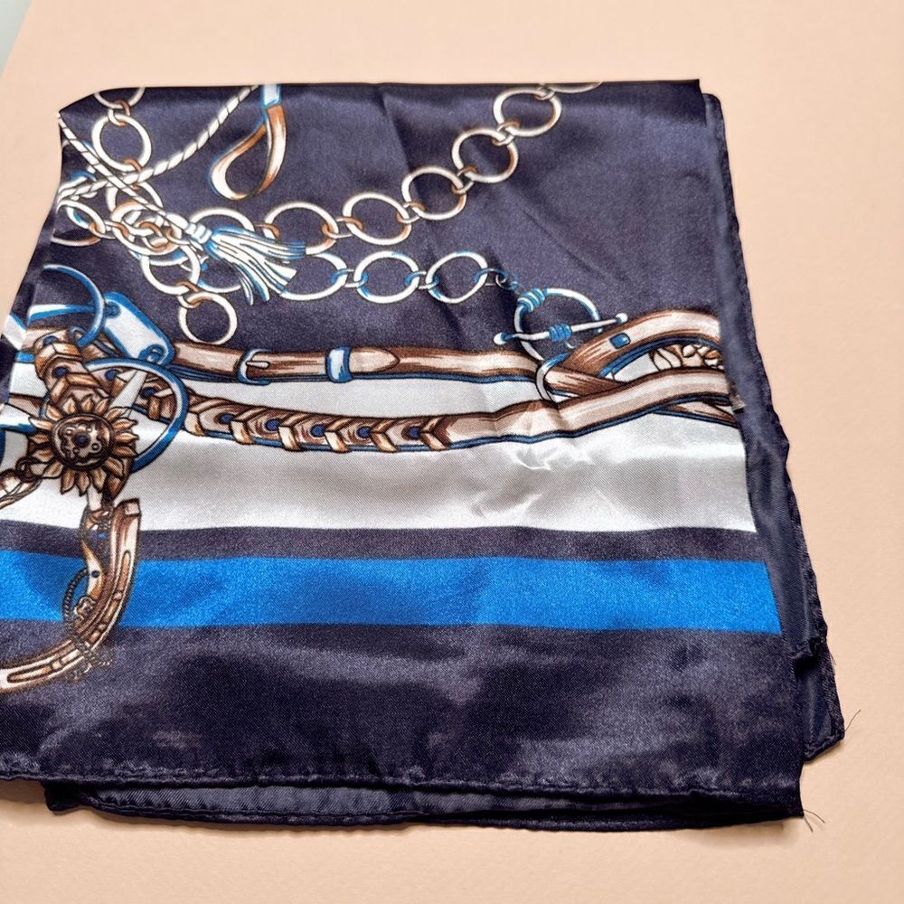 Elegant Blue and Gold Scarf G32 - Picture 3 of 4
